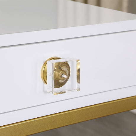 Trish 3 Drawer Computer Desk in Gold - room setting
