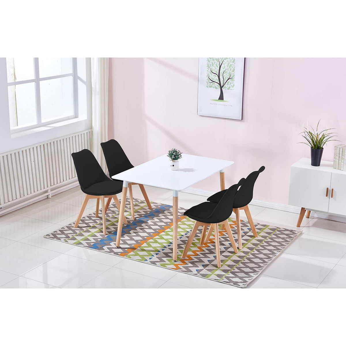 Modern Wood Dining Chair G01BC in Black - detail view
