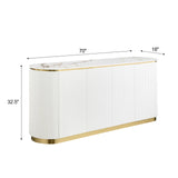 Trandell 70" Modern Glam Faux Marble Top Fully Assembled Sideboard - side view