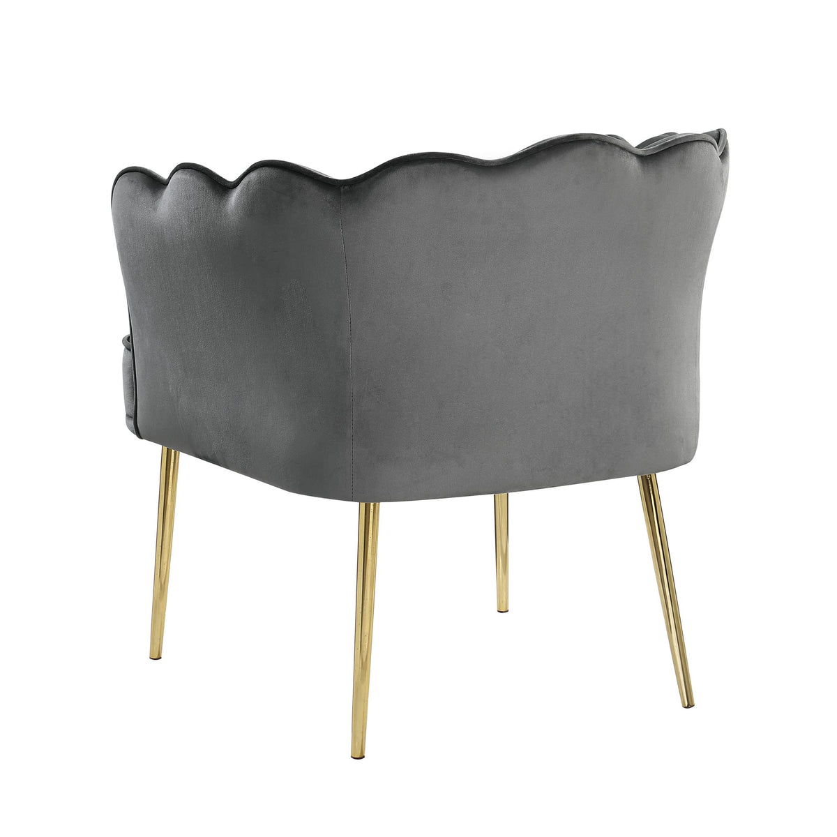 Jayleen Velvet Wide Barrel Chair in Grey - angle view