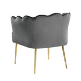 Jayleen Velvet Wide Barrel Chair in Grey - angle view