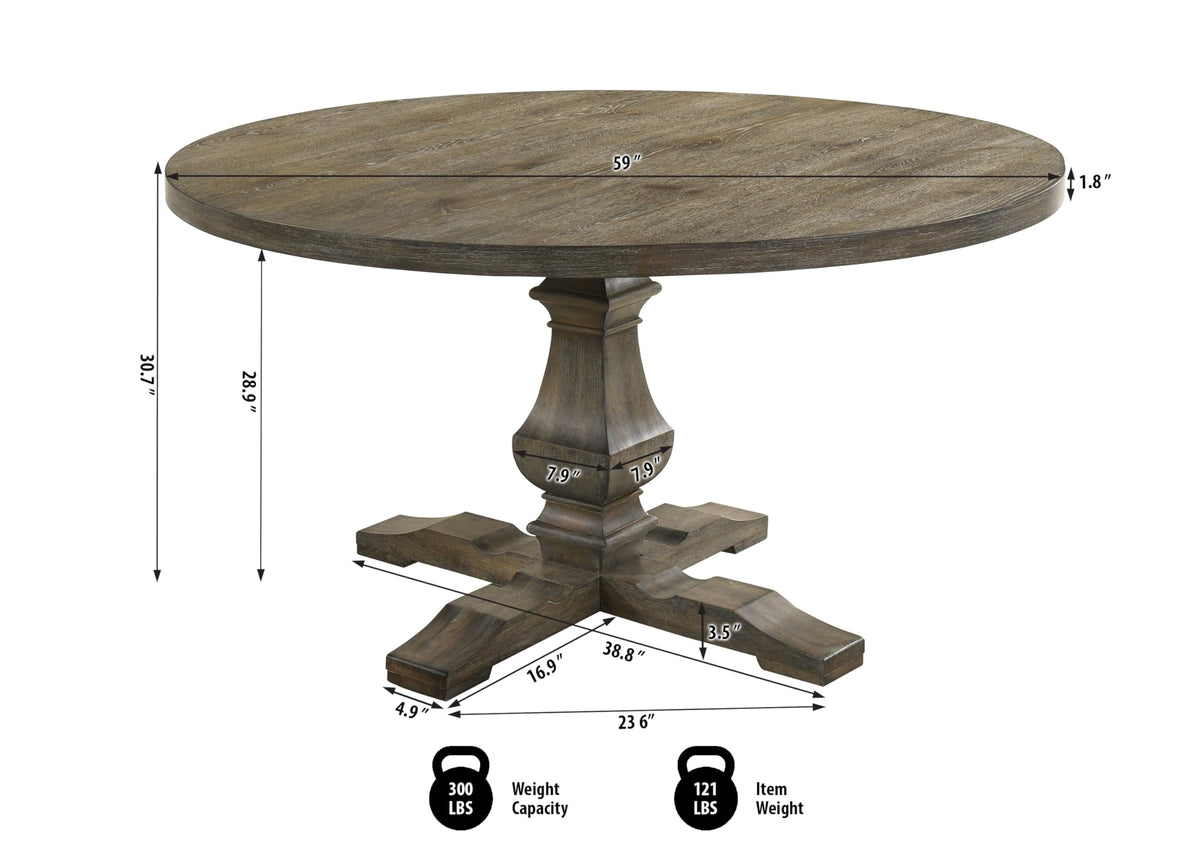 Newark 5-Piece Transitional Round Dining Set, Kitchen or Dining Room Furniture in Reclaimed… - side view