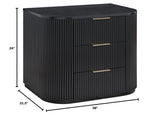 Quintet 30" Wide Mid-Century Modern Fluted 3 -Drawer Nightstand - side view