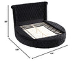 Lexi Round Upholstered Velvet Platform Bed Frame, King, Black - front view