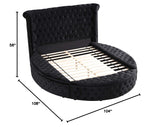 Lexi Round Upholstered Velvet Platform Bed Frame, King, Black - front view