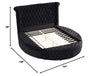 Lexi Round Upholstered Velvet Platform Bed Frame, King, Black - front view