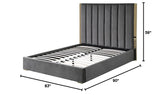 Jalen Modern Velvet Upholstered Platform Bed Frame, California King, Glam Contemporary Design… - side view