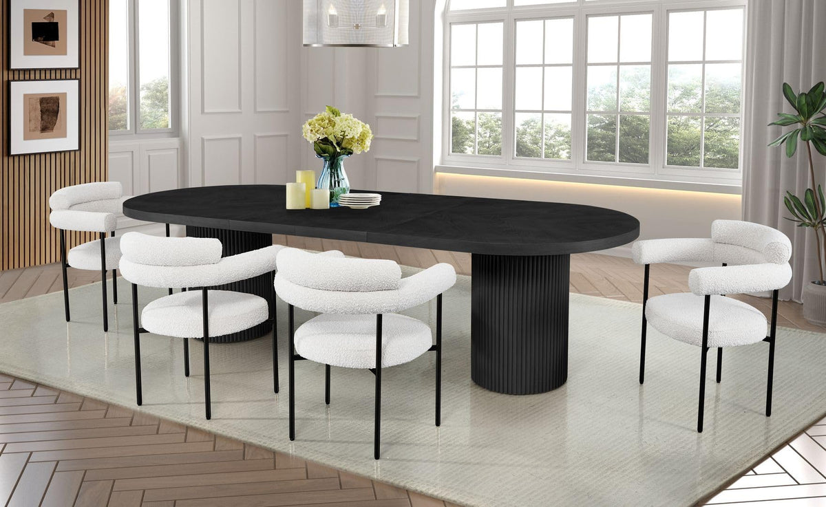 Dobby 90"-123" Extendable Oval Wooden Dining Table in Black - front view
