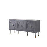Tahlia High Gloss Lacquer Sideboard/Buffet with Gold Accents in Grey