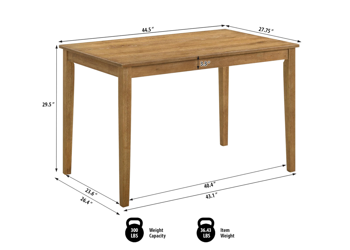 Solana 5-Piece Dining Set in Antique Natural Oak