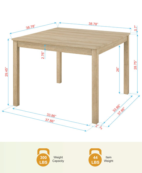 Corondo 38.5" Mid-Century Modern Square Dining Table - side view