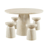 Vyn 14" Modern Round Side Table Concrete Tavertine Finish - side view