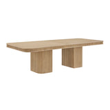 Dinsmore 160" Mid Century Modern Fluted Rectangle Dining Table - angle view - Light Oak