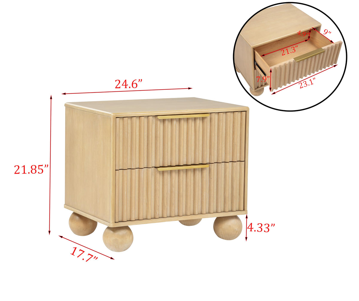 Daplen 22" Scandinavian Modern Nightstand, 2 Drawers in Light Oak - side view