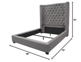 Jamie Contemporary High Profile Design with Tufted Curved Headboard, Queen, Velvet Upholstered… - side view