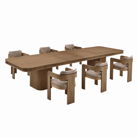 Dinsmore 160" Mid Century Modern Fluted Rectangle Dining Table - front view