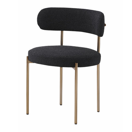 Dobby Contemporary Boucle Fabric Dining Chair with Gold Legs