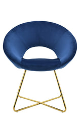 Willow Mid-Century Modern Living Room Leisure Lounge Accent Chair in Navy Blue - side view
