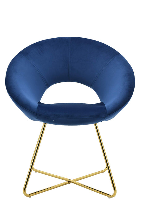 Willow Mid-Century Modern Living Room Leisure Lounge Accent Chair in Navy Blue - side view