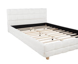 Ctalon Queen Fleece Upholstered Bed Frame, Low Profile in Cream - side view