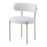 Dobby Contemporary Boucle Fabric Dining Chair with Gold Legs