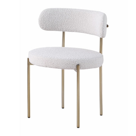 Dobby Contemporary Boucle Fabric Dining Chair with Gold Legs