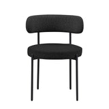 Dobby Contemporary Boucle Dining Chair with Matte Black Metal Legs - detail view