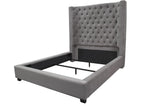 Jamie Upholstered Tower Contemporary Bed, King in Grey - detail view