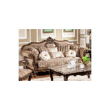 Winfrey 2-Pc Solid Wood and Chenille Living Room Set in Cherry - side view