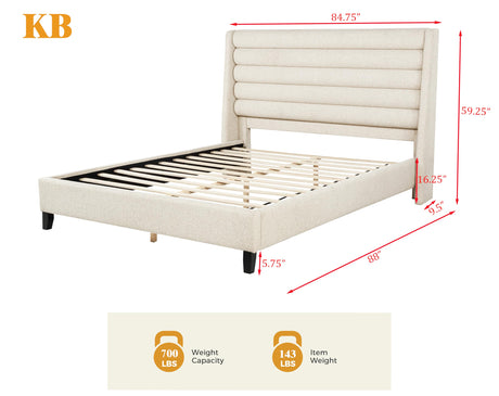 Tleraé Polyester Modern Upholstered Eastern King Bed Frame - side view