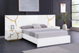 Trevello Modern Lacquered High Gloss Queen Bed Frame, Expansive Headboard with Optional Connected… - front view
