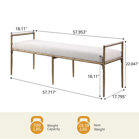 Rocento Modern Industrial Accent Upholstered Entryway Bench - side view