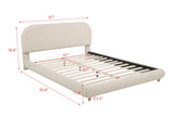 Cteris Queen Fleece Upholstered Bed Frame, Curved Side Rails and Footboard in Cream - side view