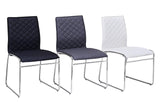 Tarina 5 Pcs Round Glass Top Dinette Set in White - side view