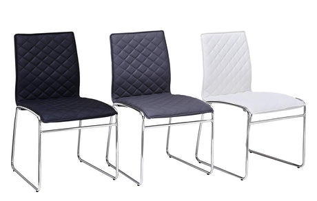 Tarina 5 Pcs Round Glass Top Dinette Set in White - side view