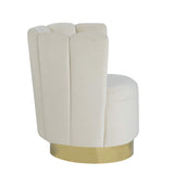 Modern Velvet New Swivel Accent Chair in Cream - angle view