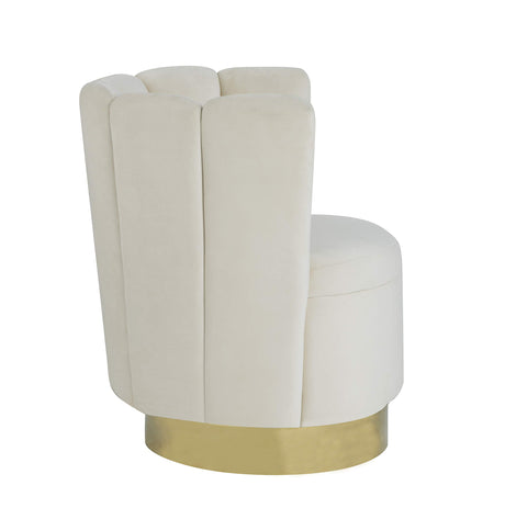 Modern Velvet New Swivel Accent Chair in Cream - angle view