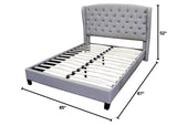 Yvette Upholstered Tufted with Wingback Platform Bed King in Grey - front view