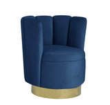 Modern Velvet New Swivel Accent Chair in Navy Blue