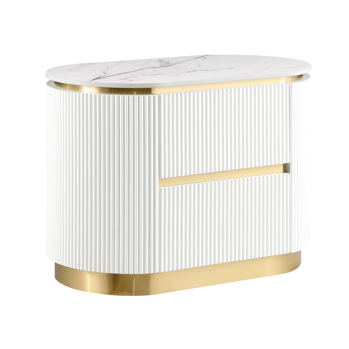 Trandell 22" High Modern Glam Faux Marble Top Nightstand