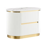 Trandell 22" High Modern Glam Faux Marble Top Nightstand