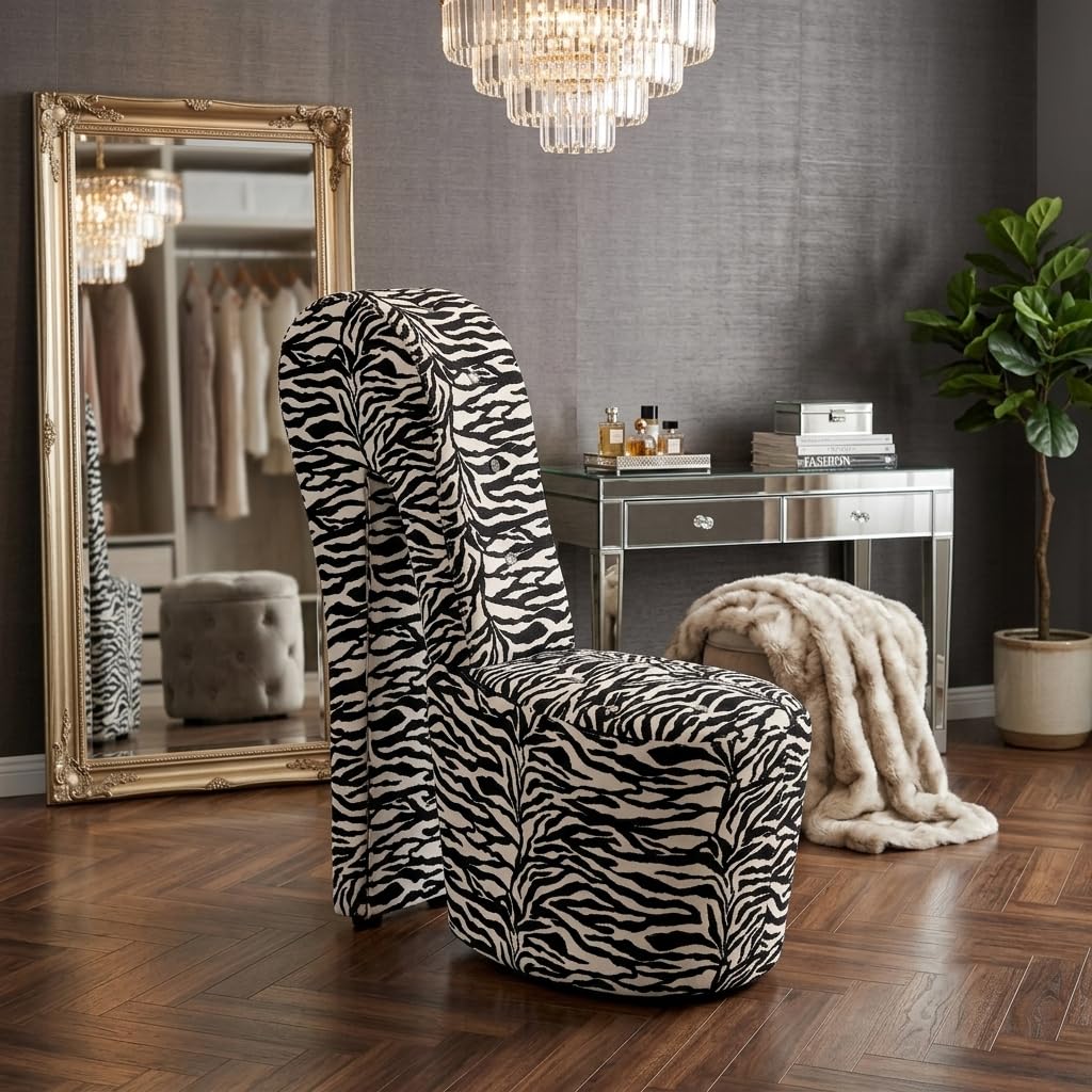 Tristam 40" Modern Glam High Heel Lounge Chair in Zebra - detail view