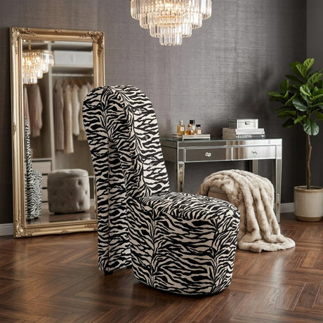 Tristam 40" Modern Glam High Heel Lounge Chair in Zebra - detail view