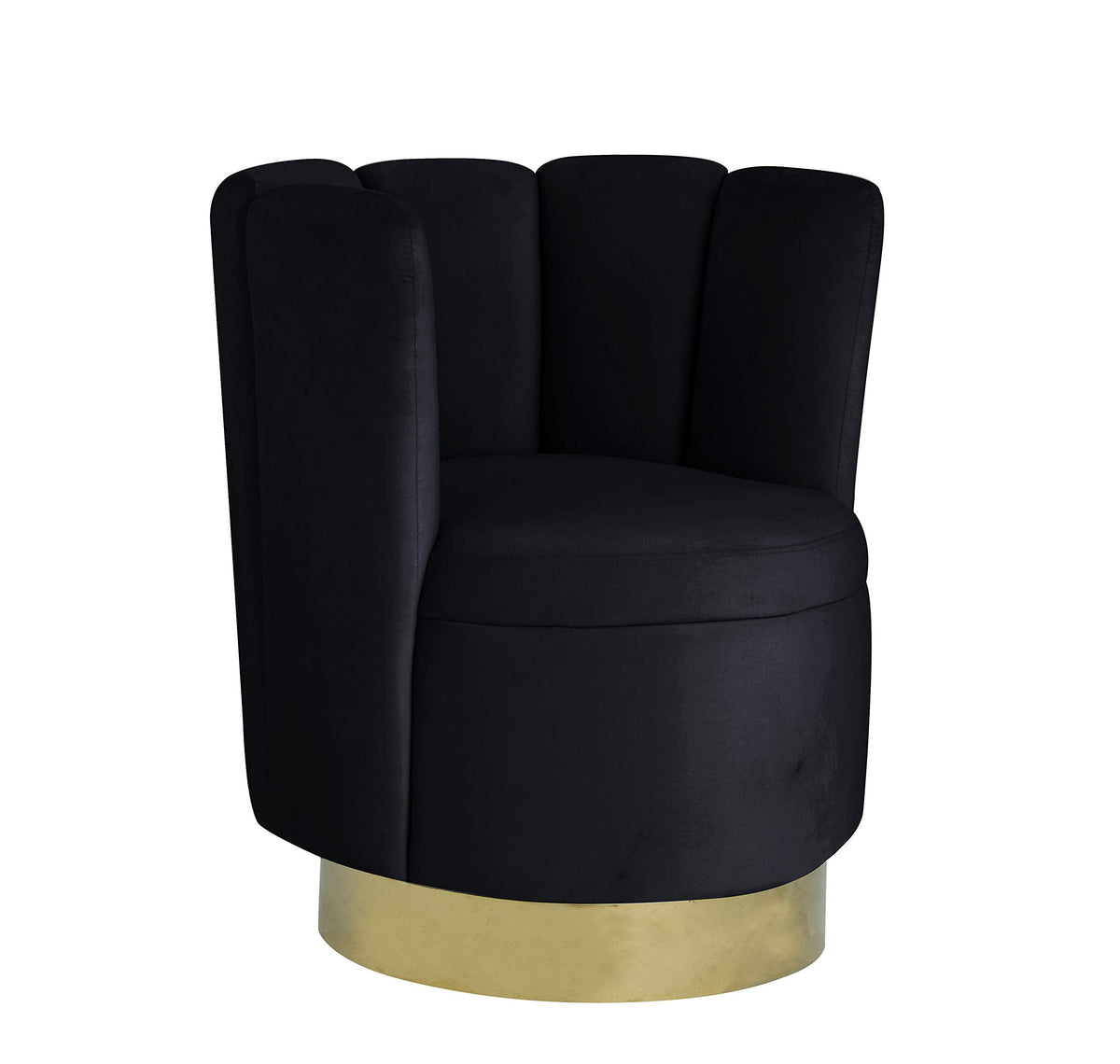 Modern Velvet New Swivel Accent Chair in Black - Black