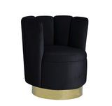 Modern Velvet New Swivel Accent Chair in Black - Black