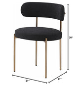 Dobby Contemporary Boucle Fabric Dining Chair with Gold Legs - side view