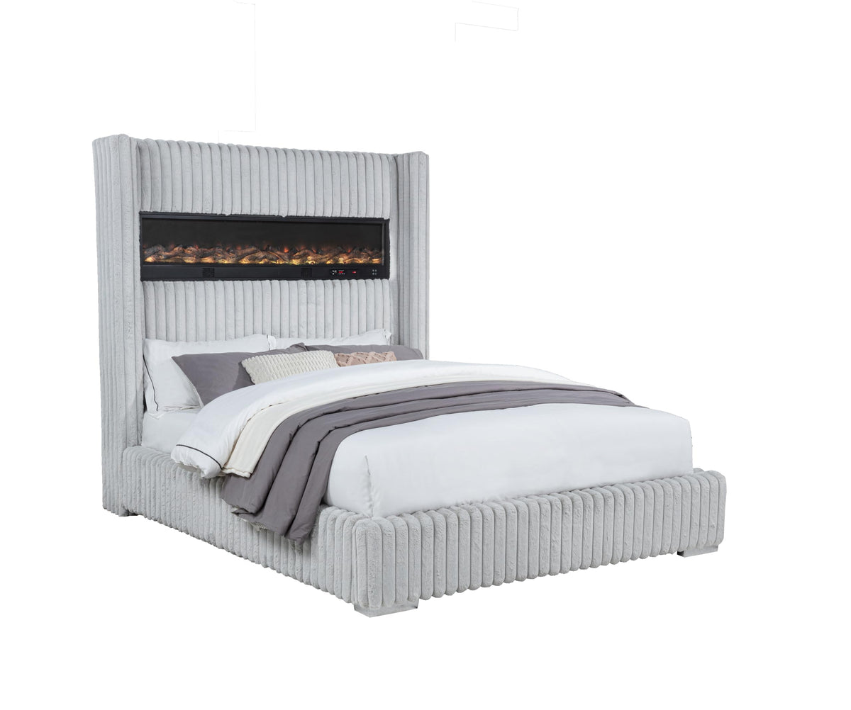Uphoria Rabbit Velvet Modern Upholstered Queen Bed