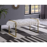 Fur Bench in White - front view
