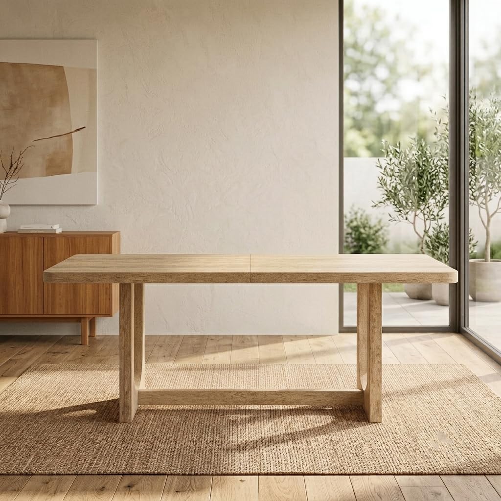 Cadewood 67" Mid-Century Modern Rectangle Dining Table - close-up