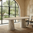Vyn 78" Modern Oval Dining Table Concrete Tavertine Finish - front view